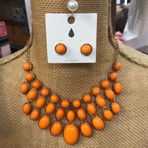 Necklace with Orange Stones and matching earrings